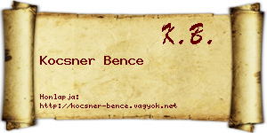 Kocsner Bence névjegykártya